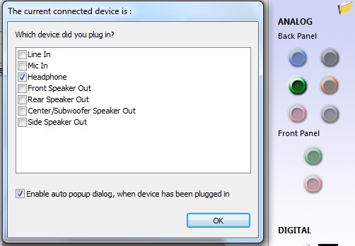 Realtek HD audio manager change a mic port to a headphones port